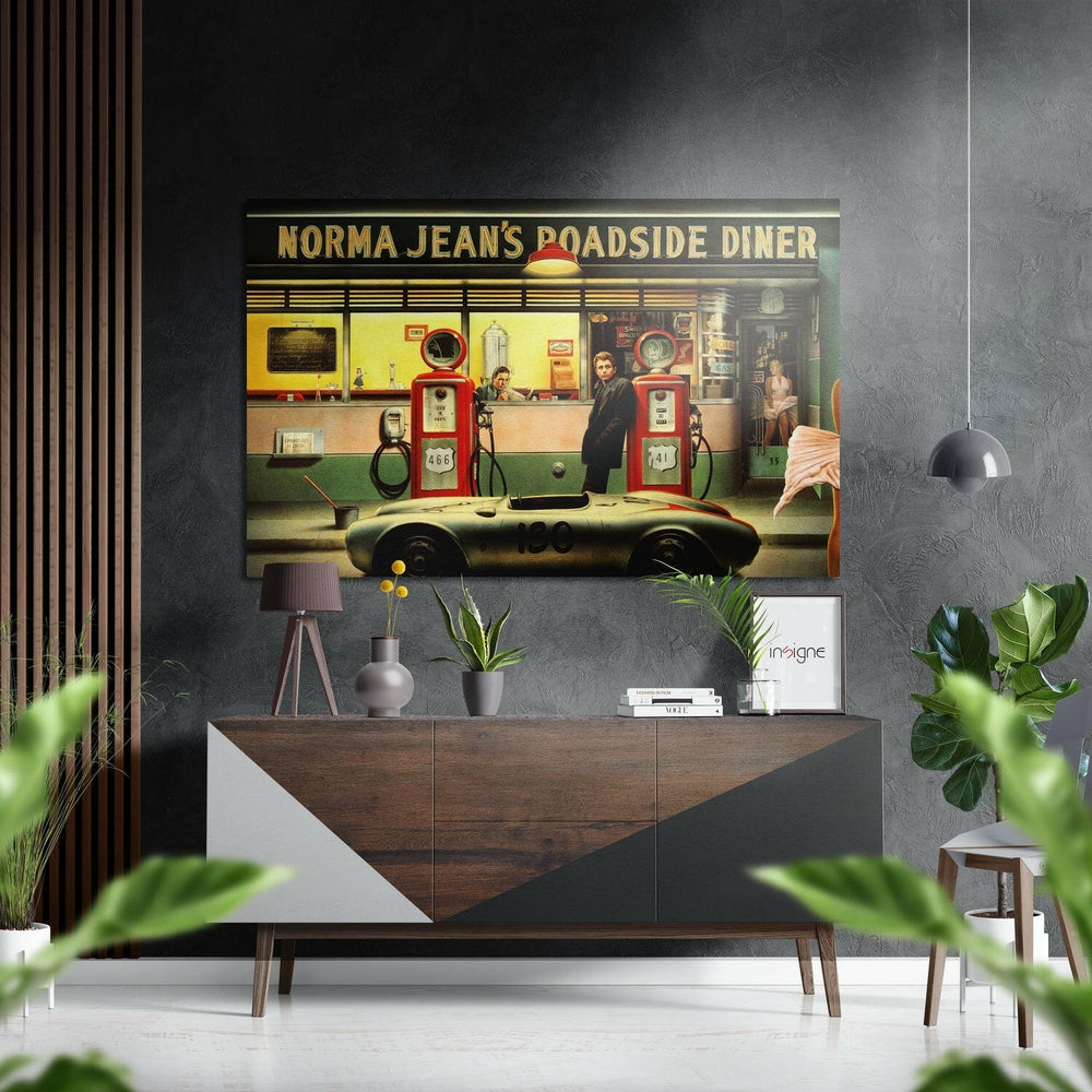 Retro Benzin İstasyonu Fırçalı Metalik Alu-Dibond.