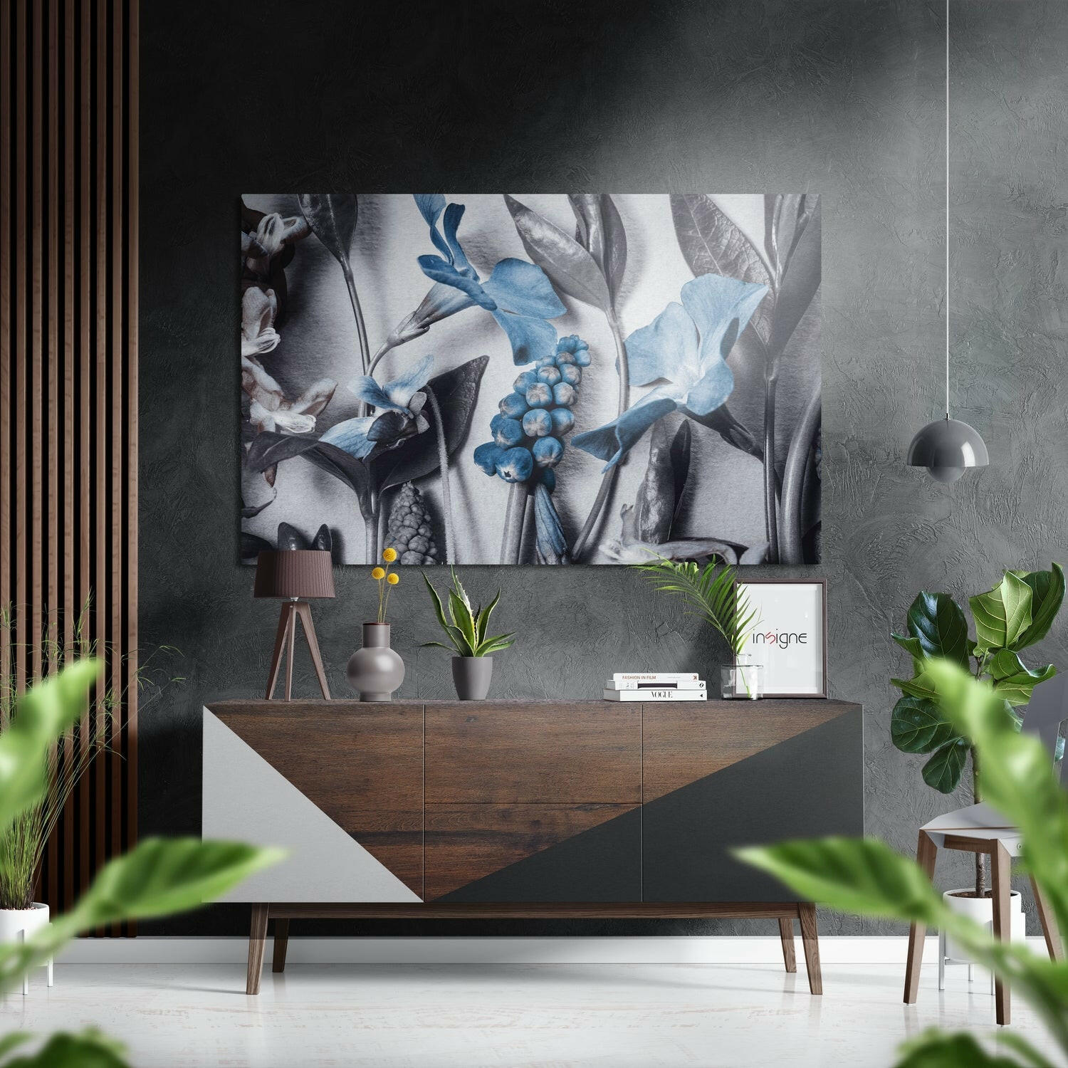 Çiçekler Fırçalı Metalik Alu-Dibond.