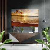 Sahilde Gün Batımı Fırçalı Metalik Alu-Dibond.