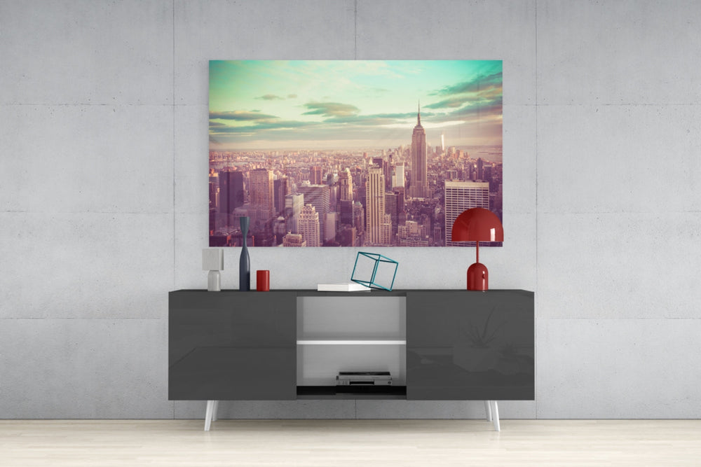 New York Şehri Cam Tablo
