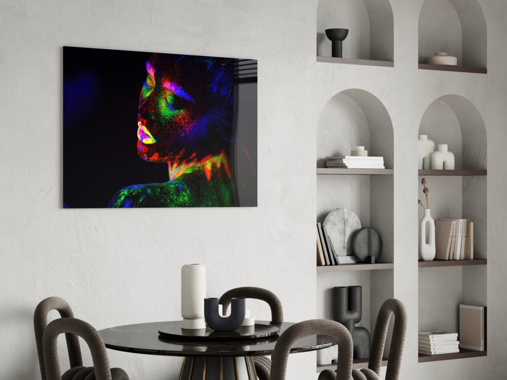 Neon Kadın Cam Tablo