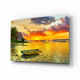 Gün Batımı Balıkçılığı Cam Tablo