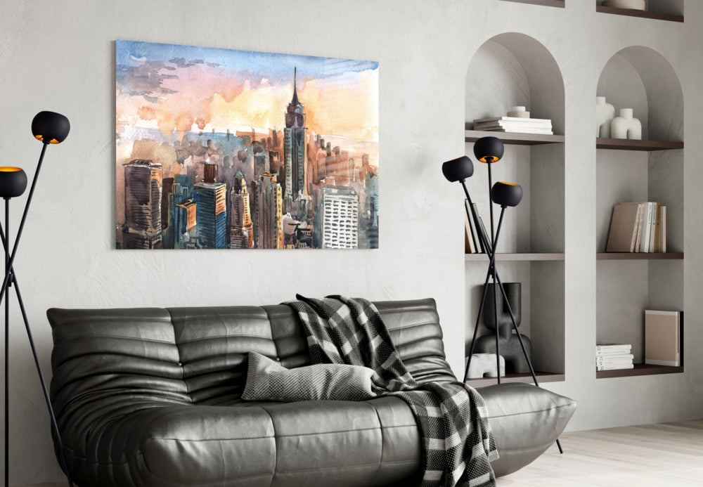 New York Şehri Cam Tablo