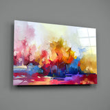 Soyut Ağaçlar Cam Tablo