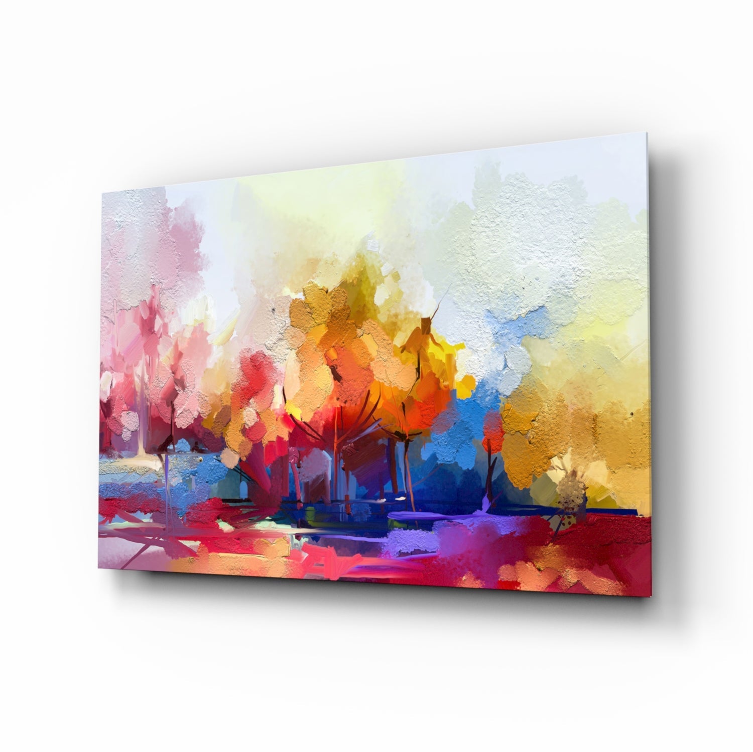 Soyut Ağaçlar Cam Tablo