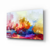 Soyut Ağaçlar Cam Tablo