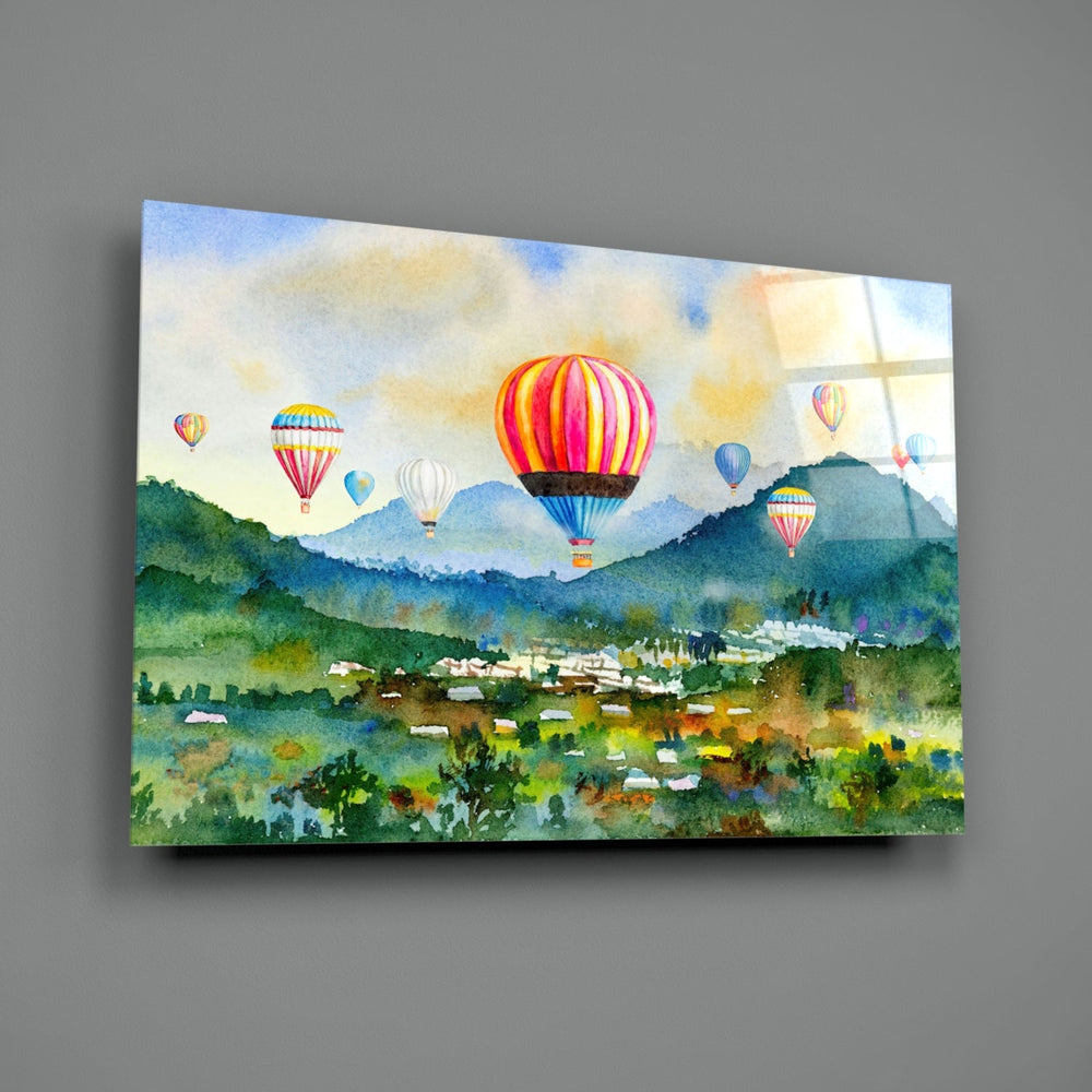 Sıcak Hava Balonları Cam Tablo