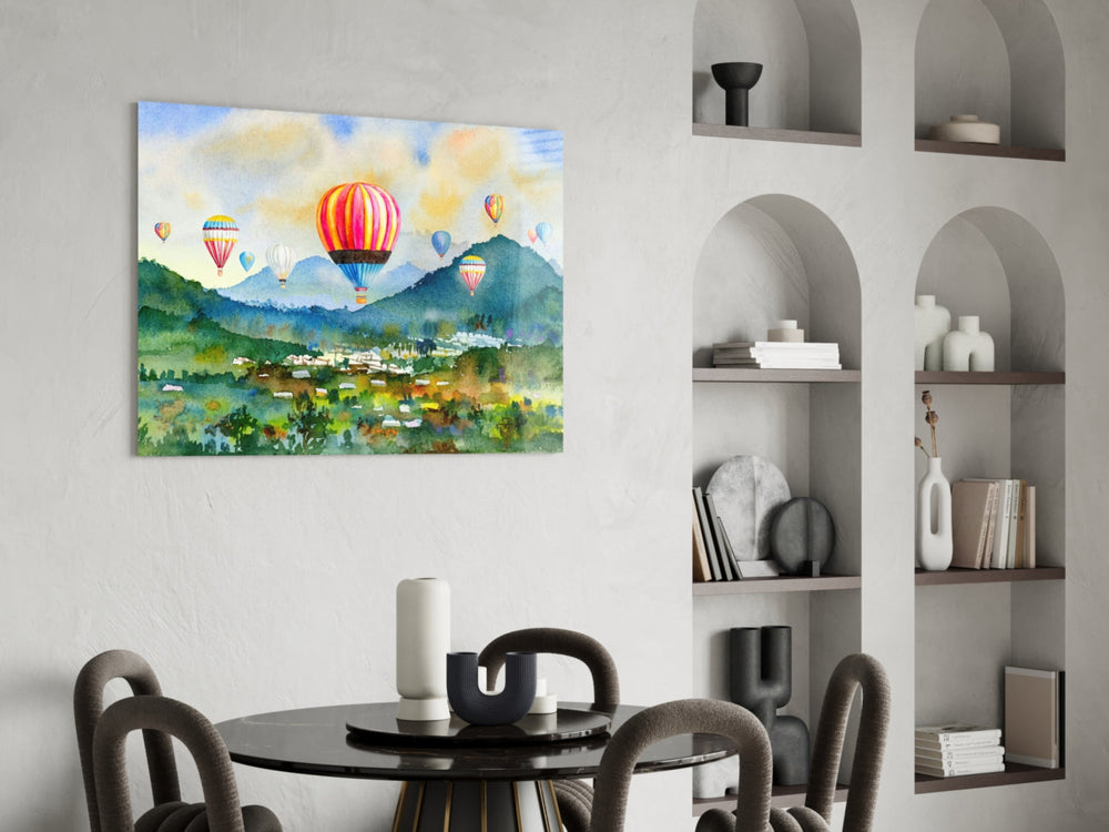 Sıcak Hava Balonları Cam Tablo