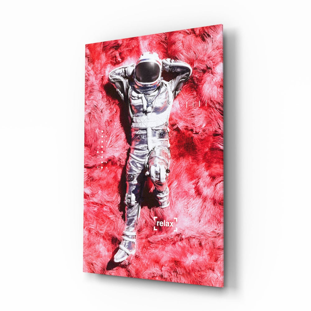 Astronot ve Uzay Çimen Cam Sanatı Cam Tablo