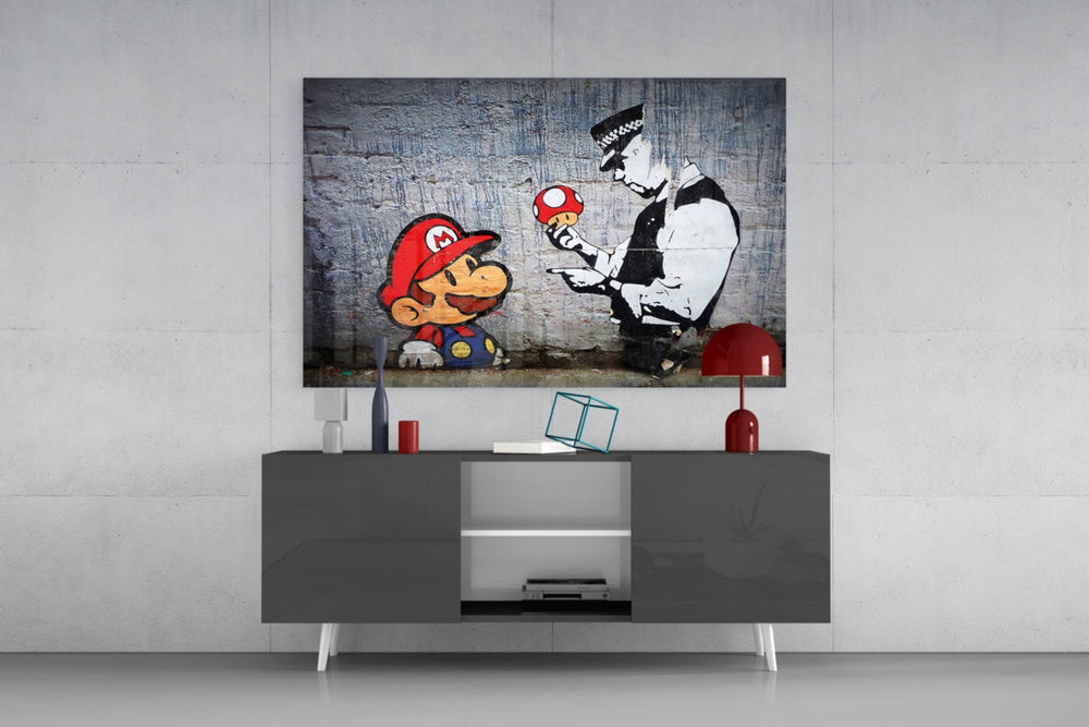 Süper Mario Cam Sanatı Cam Tablo