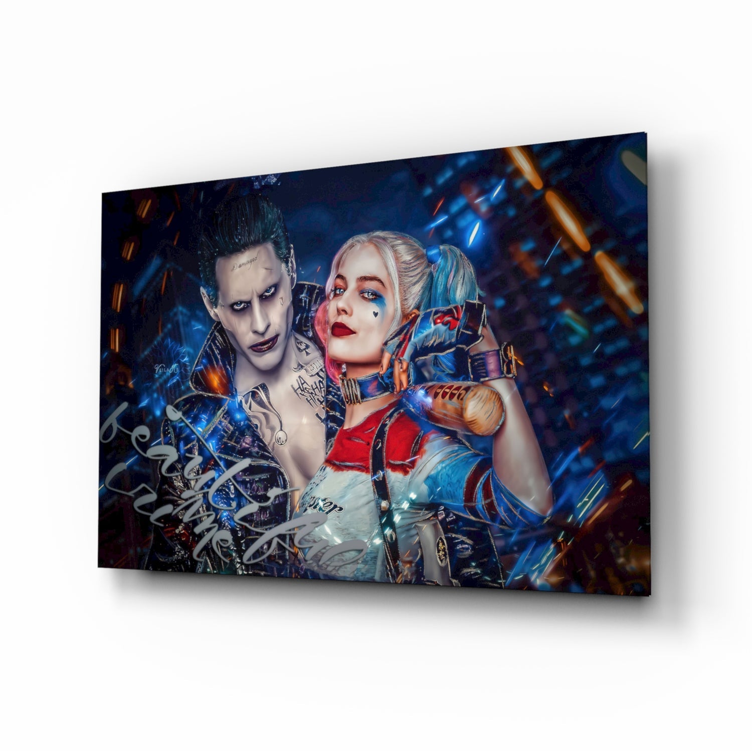 Harley Quinn ve Joker Cam Sanatı Cam Tablo