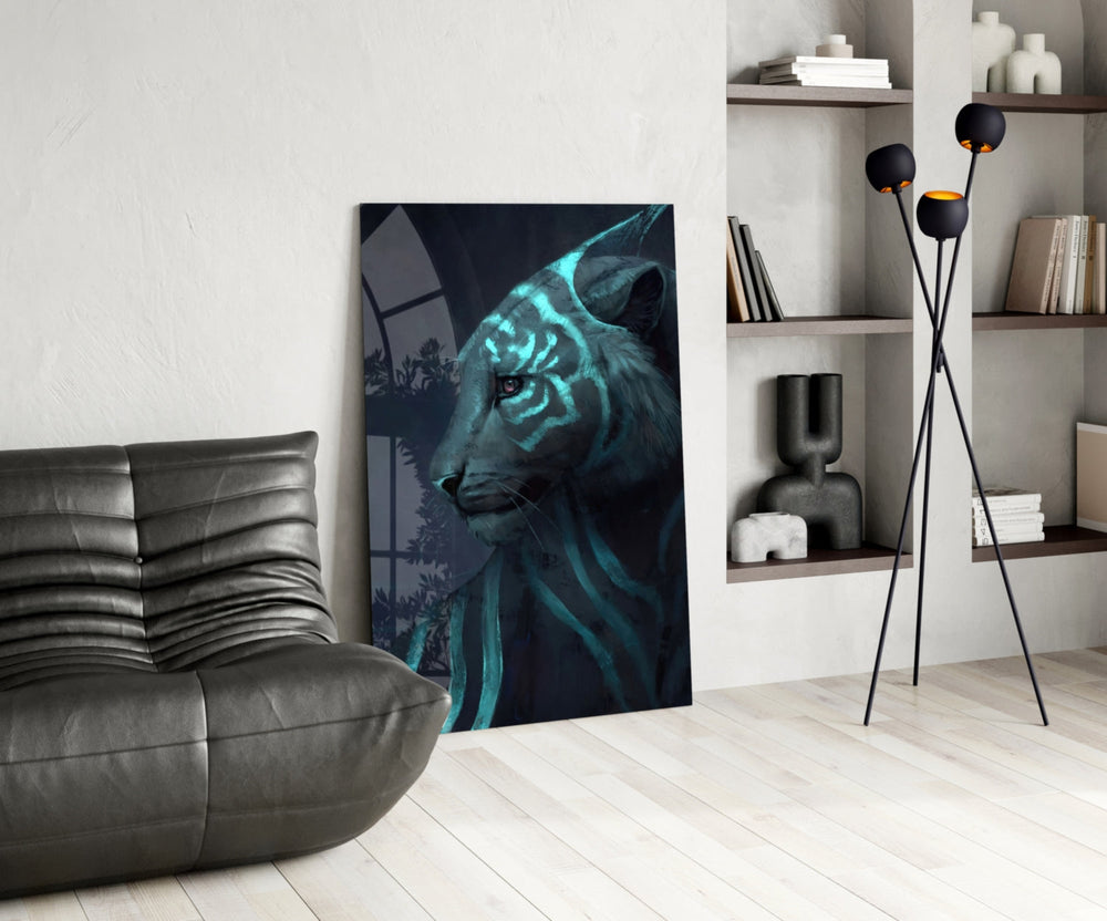 Neon Kaplan Cam Sanatı Cam Tablo