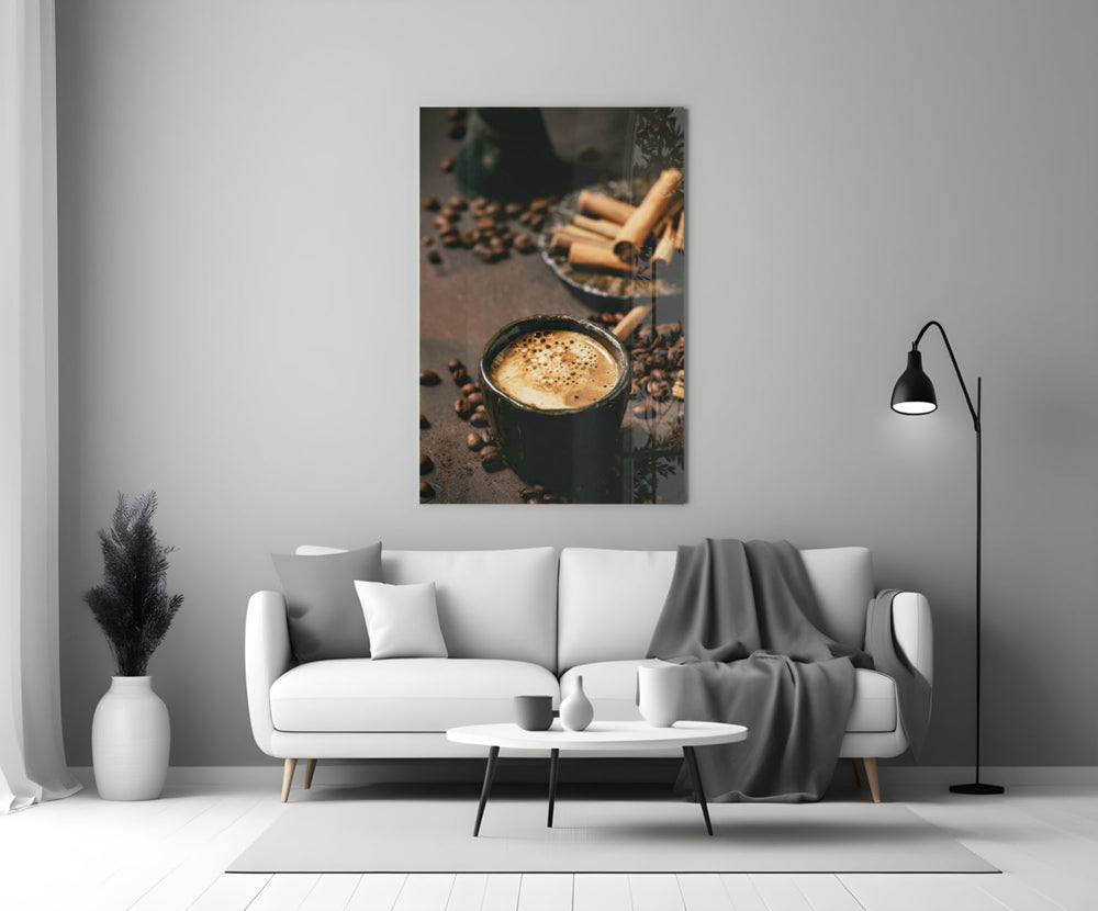 Tarçınlı Kahve Cam Sanatı Cam Tablo