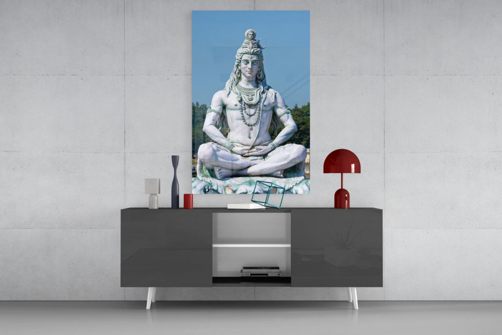 Meditasyonda Şiva Cam Tablo