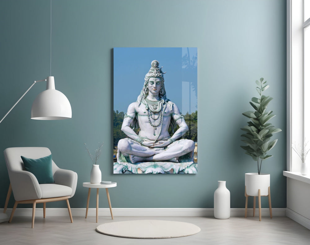 Meditasyonda Şiva Cam Tablo