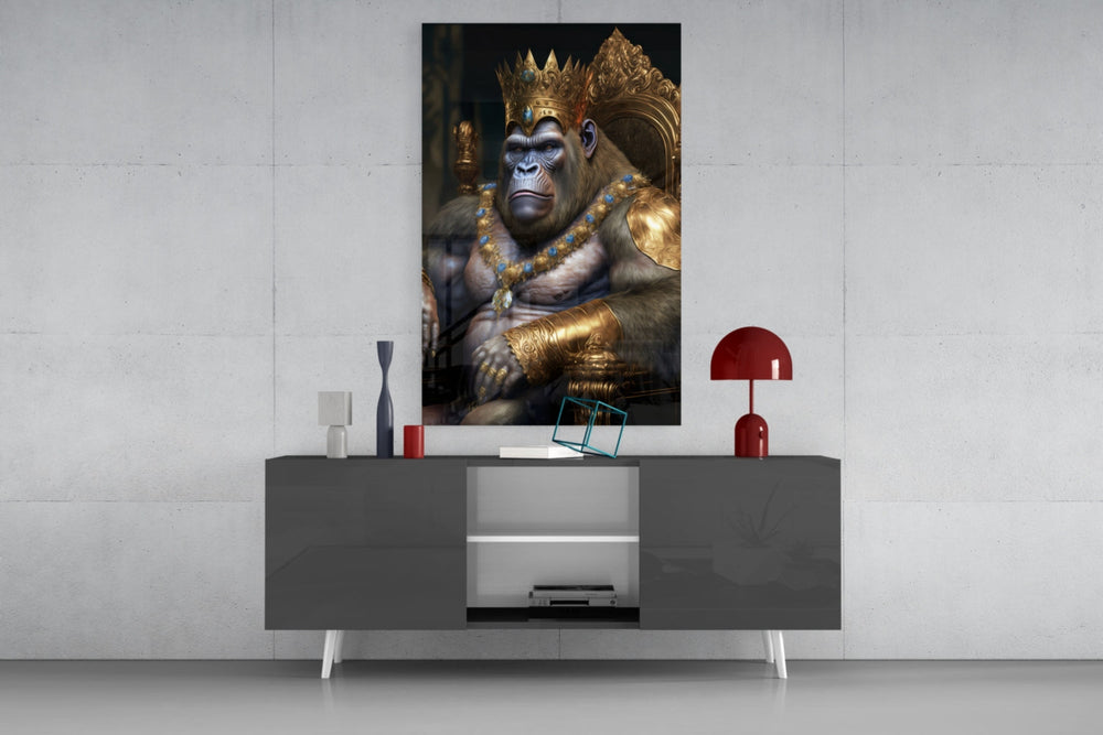 Tahtta Maymun Kral Cam Tablo || Tasarımcı Koleksiyonu