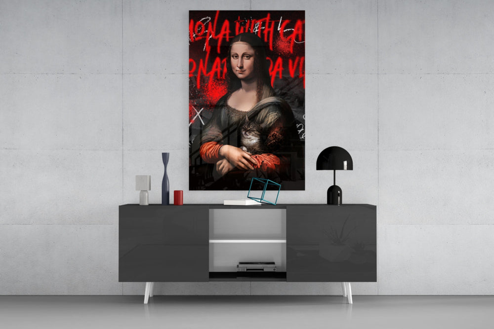 Mona Lisa, Kedi Sever Cam Tablo || Tasarımcı Koleksiyonu