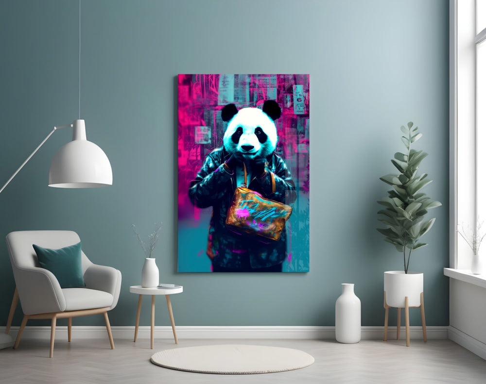 Alışverişçi Panda Cam Tablo || Tasarımcı Koleksiyonu