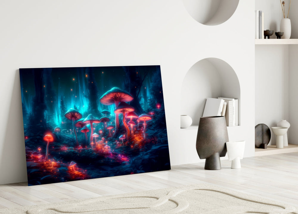 Neon Mantar Ormanı Cam Tablo || Tasarımcı Koleksiyonu