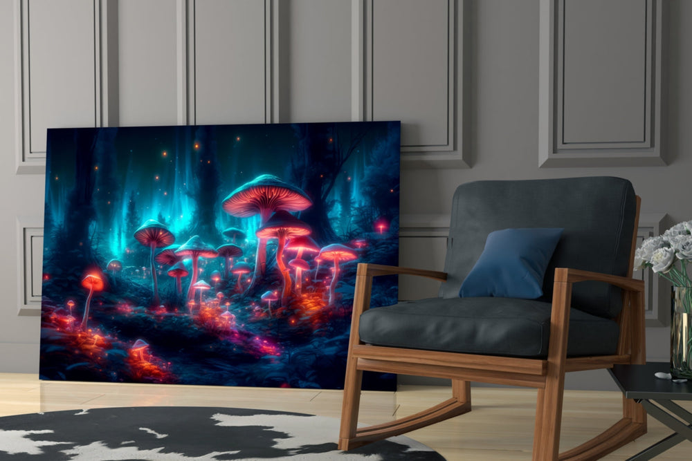 Neon Mantar Ormanı Cam Tablo || Tasarımcı Koleksiyonu