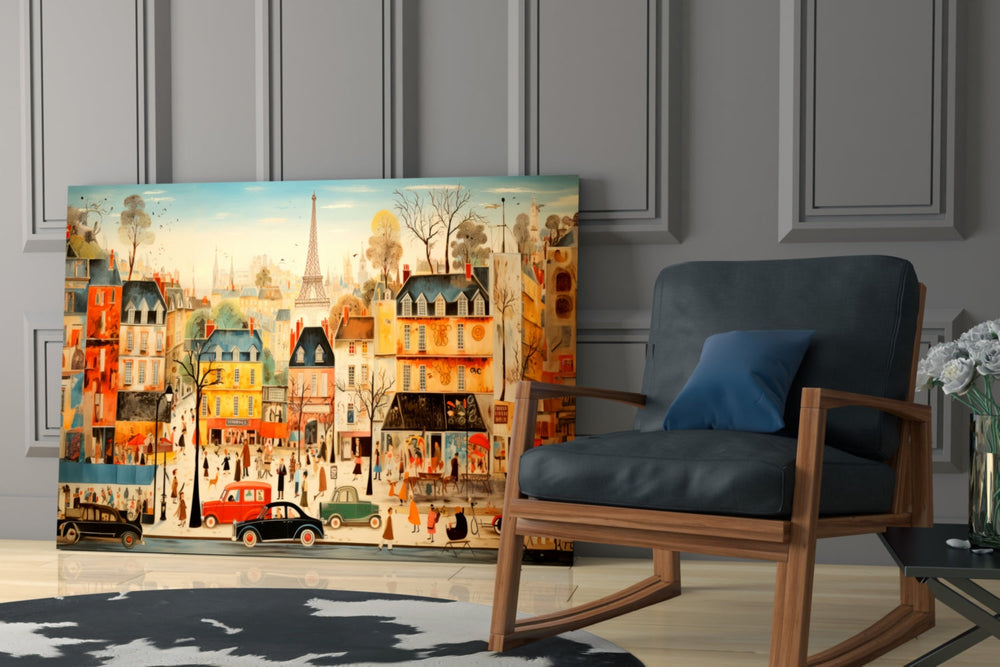 Paris'in Şehir Hayatı Cam Tablo || Tasarımcı Koleksiyonu