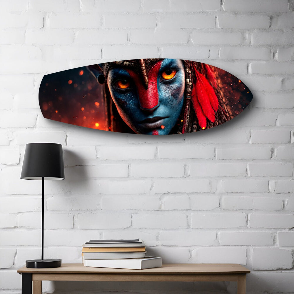 Mavi Kabile Savaşçısı Sci-Fi Cam Tablo.
