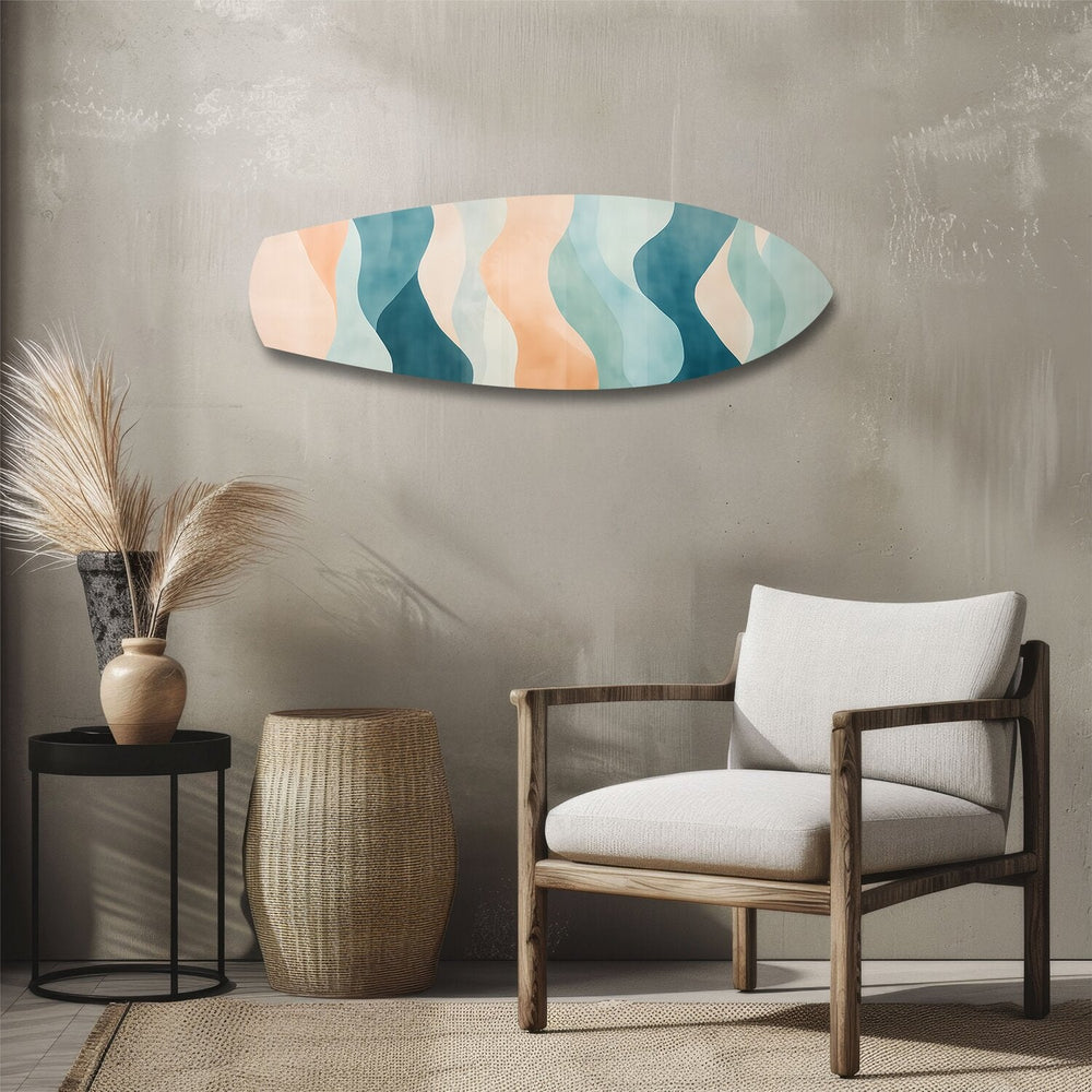 Pastel Boho Dalga Soyut Cam Tablo.