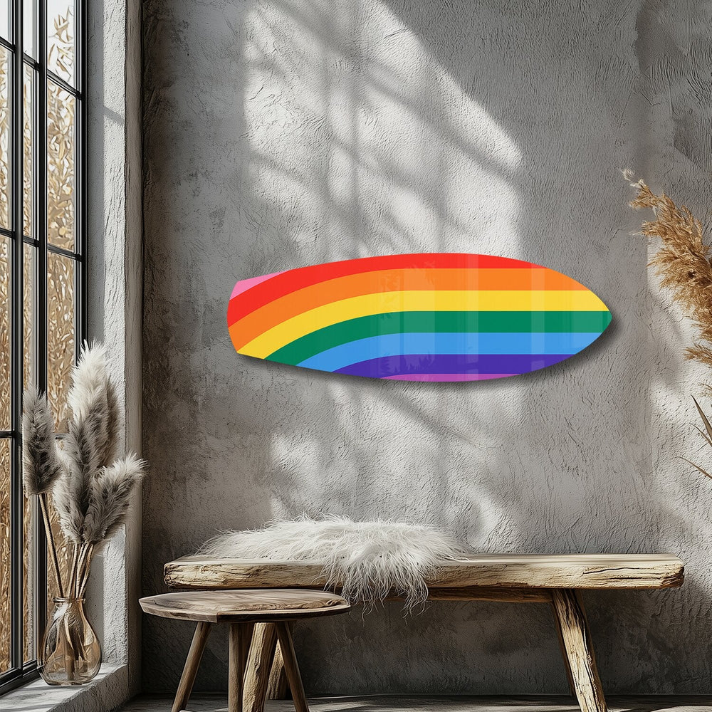 Gökkuşağı Pride Çizgi Cam Tablo.
