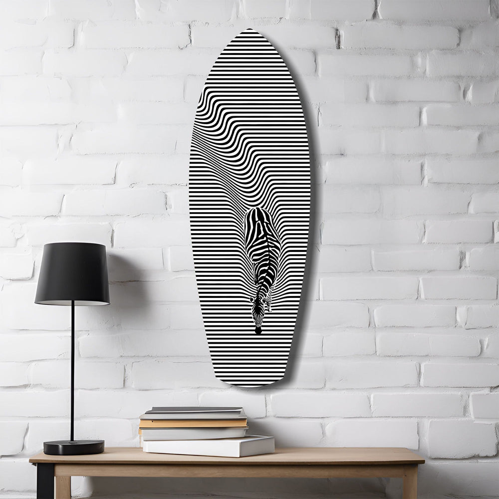 Optik Zebra Dalga Çizgiler Cam Tablo.