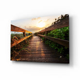 Sahilde Gün Batımı Cam Tablo