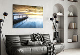 Sahilde Gün Batımı Cam Tablo