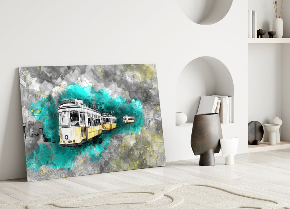İllüstrasyon Tramvayı Cam Tablo