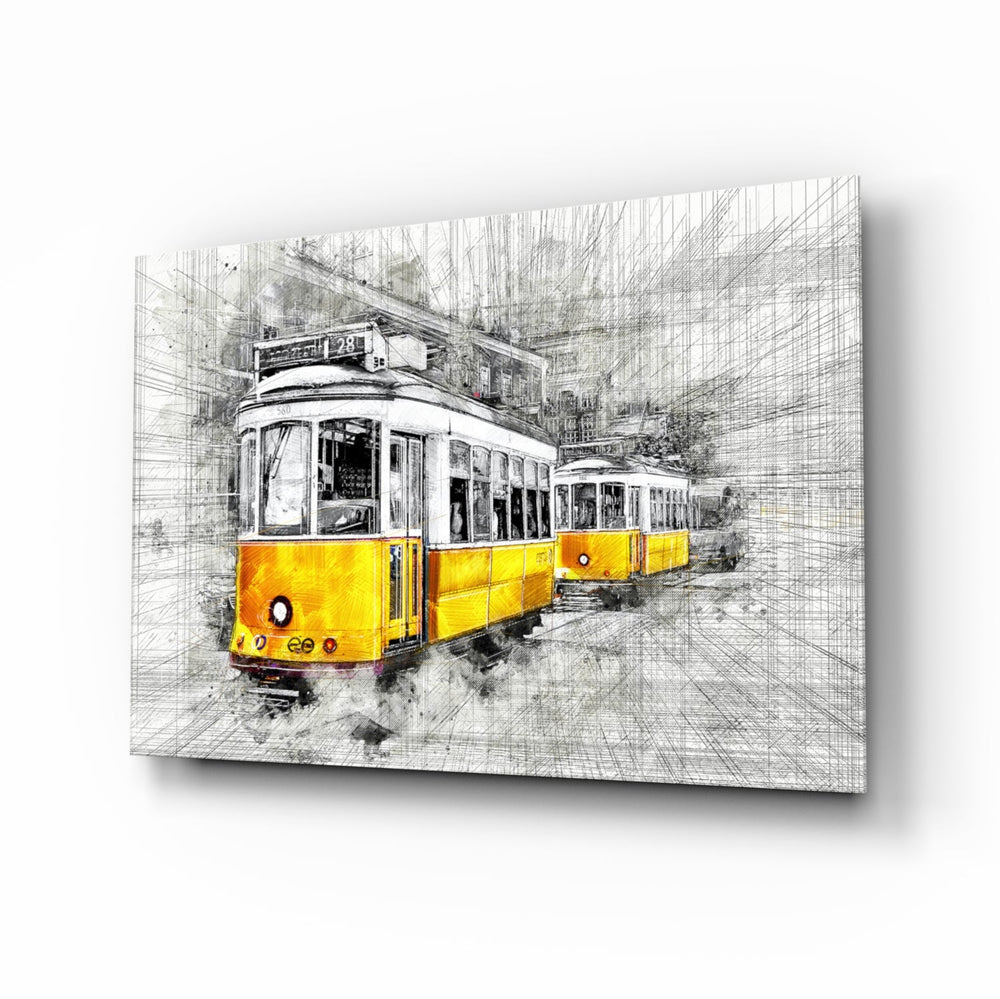 Sarı Tramvay Basel Cam Tablo