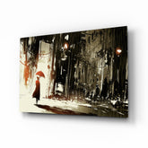 Yağmurlu Şehir Cam Tablo
