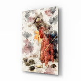 Kaplumbağa Terbiyecisi İllüstrasyonu Cam Tablo