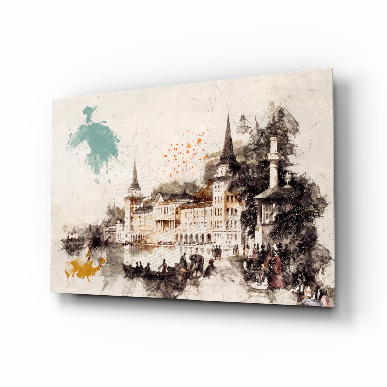 Kule İllüstrasyonu Cam Tablo