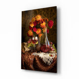 Kadeh ve Çiçekler Cam Tablo