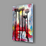 Çiçek Silüetleri Cam Tablo