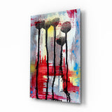 Çiçek Silüetleri Cam Tablo