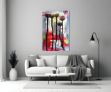 Çiçek Silüetleri Cam Tablo