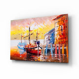 İllüstrasyon Gemileri Cam Tablo