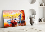 İllüstrasyon Gemileri Cam Tablo