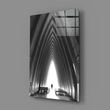 Gri Şehir Manzarası Cam Tablo