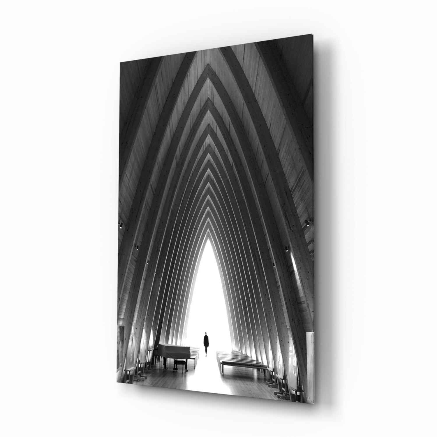 Gri Şehir Manzarası Cam Tablo