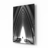 Gri Şehir Manzarası Cam Tablo