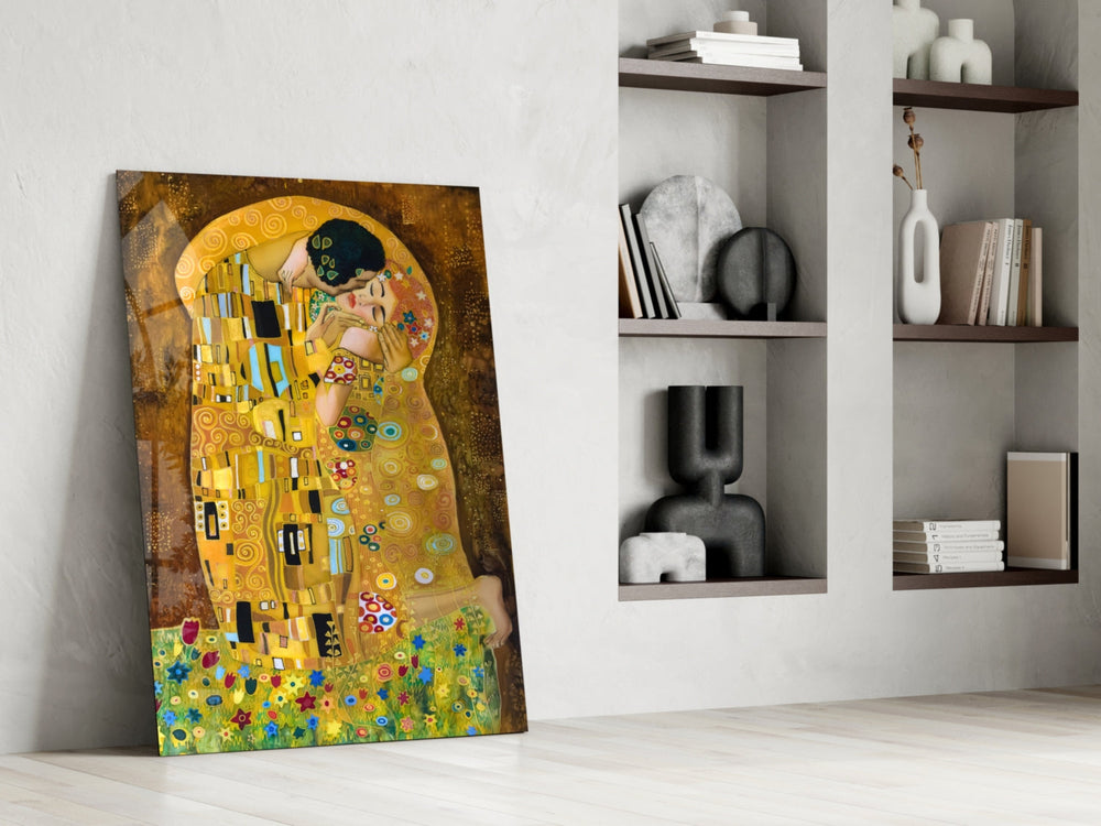 Gustav Klimt "Öpücük" Cam Tablo