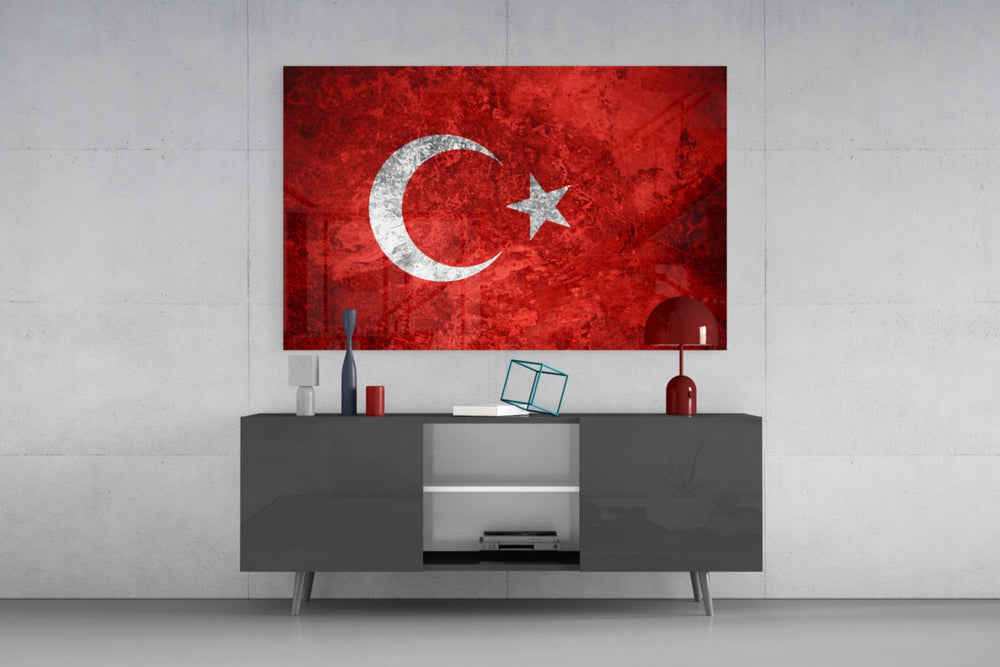 Türkiye Bayrağı Cam Tablo