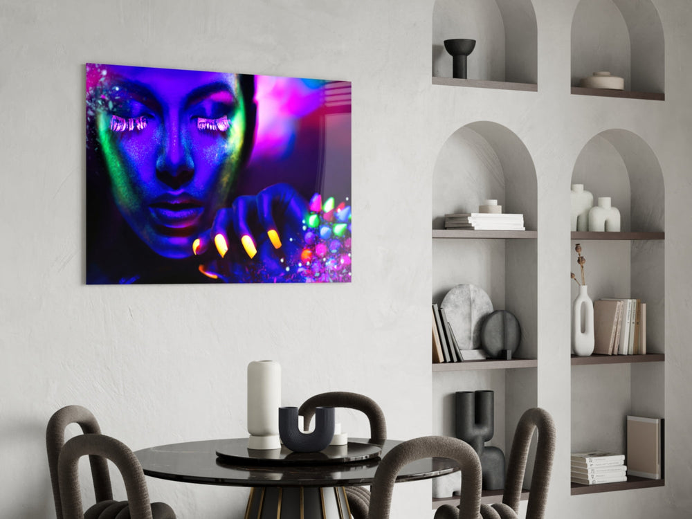 Neon Kadın Cam Tablo