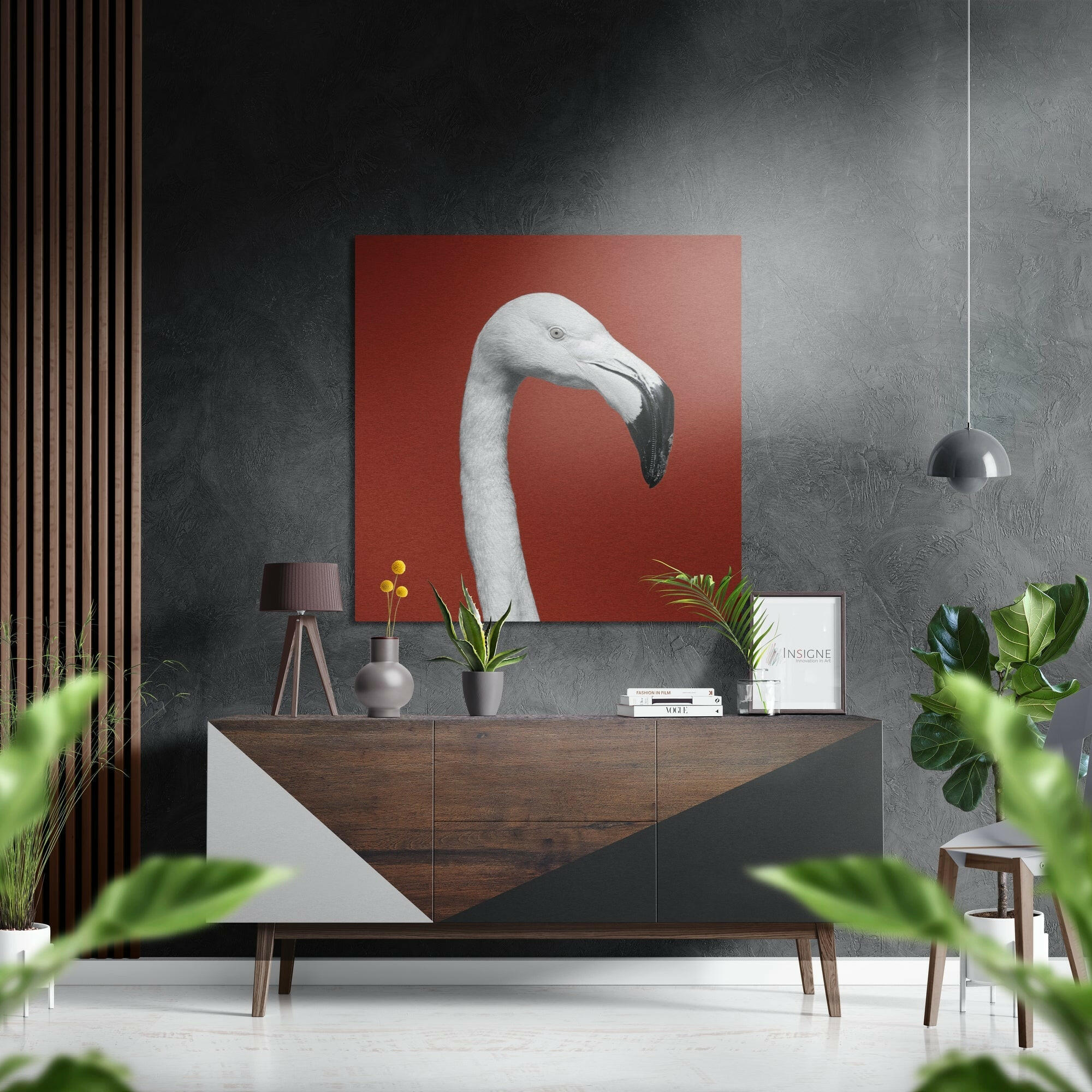 Albino Flamingo Fırçalı Metalik Alu-Dibond.