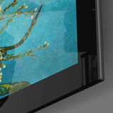 Turkuaz Badem Çiçekleri Cam Tablo.